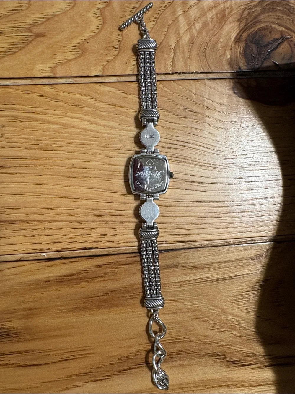 Brighton Vintage Two-Tone Beaded Square Dial Bracelet Watch - Silver & Gold